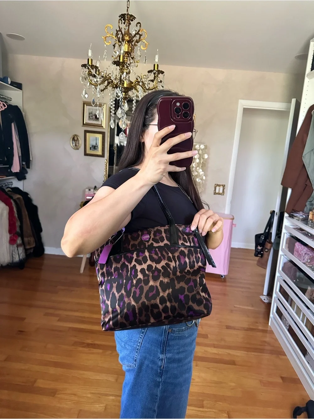 Coach Taylor Ocelot Leopard Print Tote + Matching Wristlet Set 🐆💜